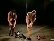 Two lingerie models receive punished and fucked by Maitresse