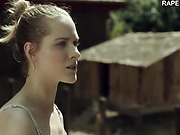 Forced sex with blonde celebrity in the woods