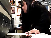 Asian cutie gets drilled by her black boss’s son.