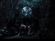 Busty Chick Freezes In Time And Gets Fucked By Three Dudes