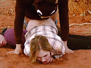 ATM domination for kinky threesome in the Colorado desert