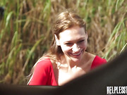 Helpless girl roped and dominated by dirty driver