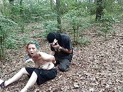 Raveged in the woods.