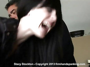 Stacy was spanked by a riding crop