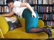 Secretary Self-Spanking Over Skirt