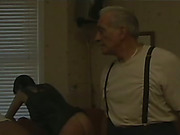 Old guy  likes spanking with two black sluts