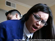 OTK spanking of a lazy schoolgirl in glasses
